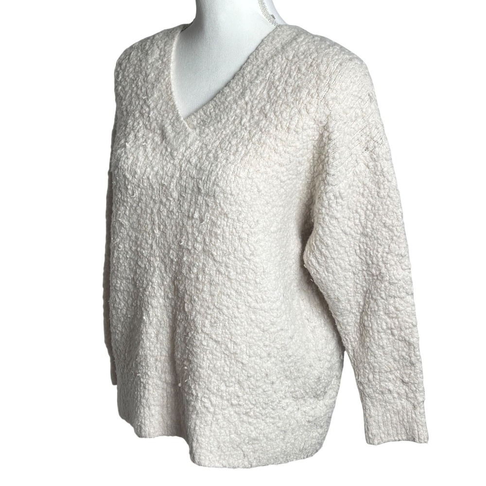 Anthropologie Oversized Sweater Womens XS Cream Soft Fluffy Merino Alpaca Blend